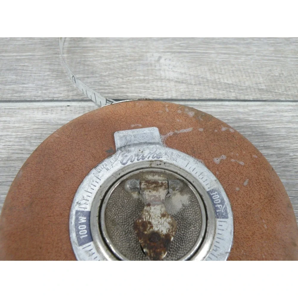 Vintage Eureka 100 FT White Tape Measure Surveying Equipment Elizabeth NJ USA